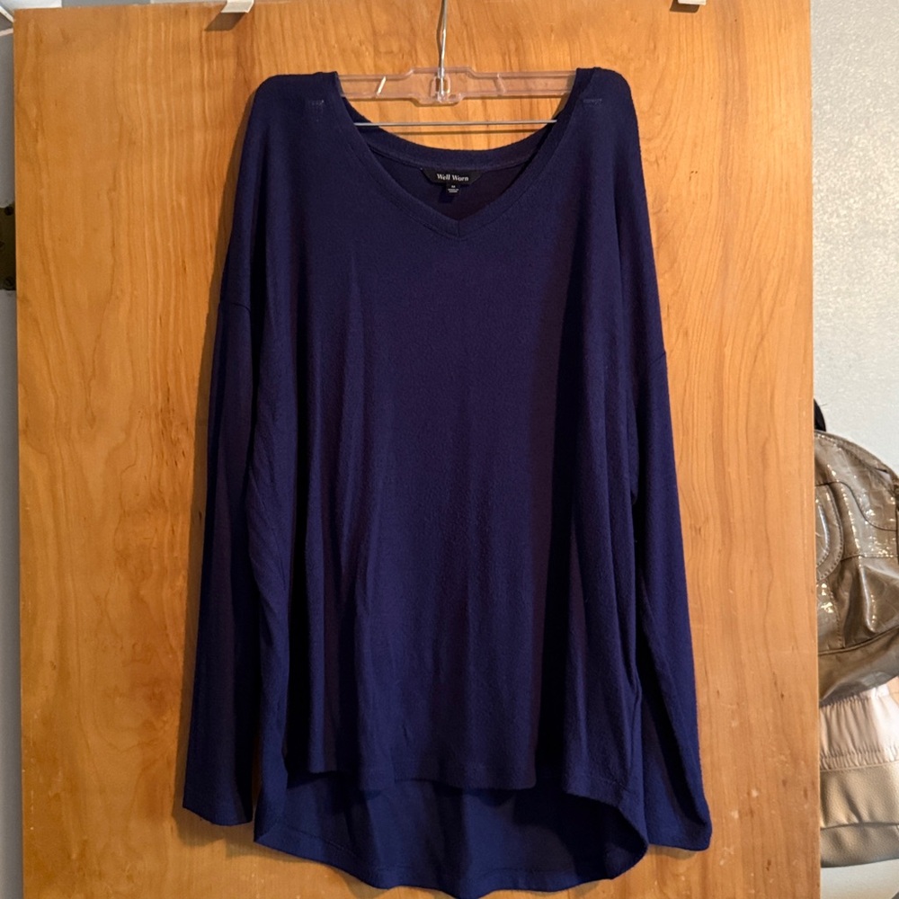 Well Worn Deep Blue V-Neck Top
